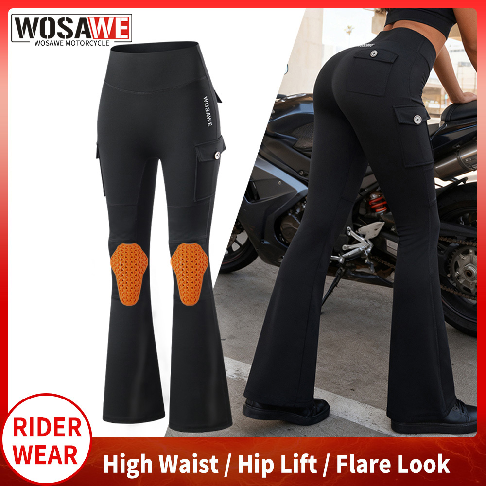 Motorcycle Gear For Woman - WOSAWE Women Motorcycle Flare Pants Bootcut